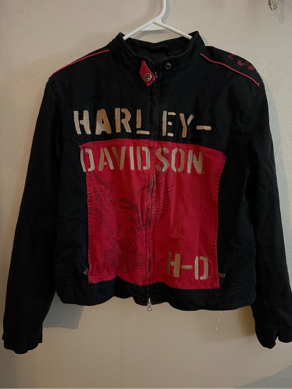 Harley-Davidson Black and Red Panel Motorcycle Jacket
